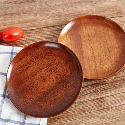 Wooden Fruit Storage Tray Food Storage Tray Round Plates Fruit Cake Tea Coffee Dessert DishKitchen Storage Organization Tool