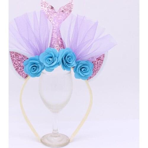 Childrens headwear gold powder mermaid headband Beach theme party series hair accessories holiday party starfish flower resin