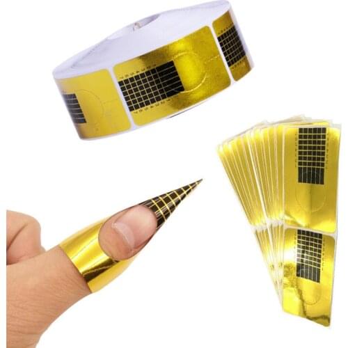 20/40Pcs French Nail Form Tips Gold Nail Extension Art Tools For Acrylic Nail Extension Gel DIY Extend Manicure