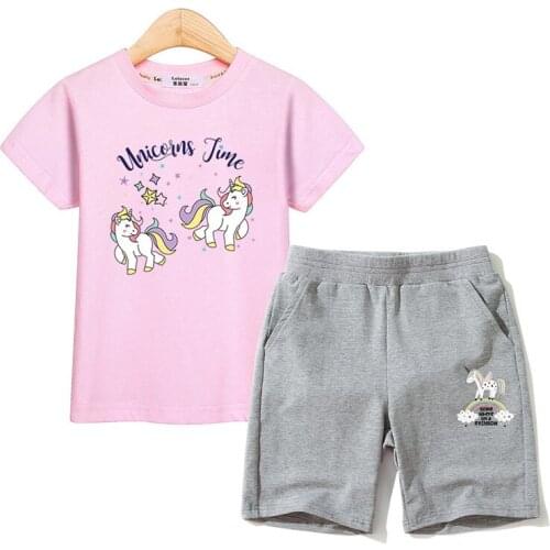 Baby Girls Tshirt Pans Outfits Kids Short Sleeve Costume Little Pony Sets Girl Clothing Summer 2pc Suit