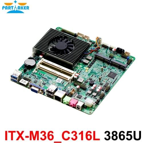 Intel Celeron 3865U Quad Core Cpu Industrial Motherboard 8 USB Thin Client Mini Itx Mainboard support 4K display