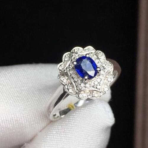 T1210 Blue Sapphire Ring 0.86ct Real Pure 18 K Natural Unheat Blue Sapphire Gemstone Diamonds Stone Female Ring