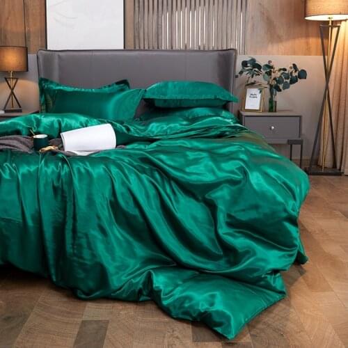 Bedding Sets Satin Fabric Luxury Duvet Cover Set 150x200 Size Bed Sets Solid Color Comfort (Includes mattress cover