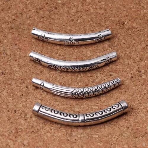 5pcs/lot Vintage Long Bend Tube Metal Beads Handmade Decoration Spacer Beads DIY Jewelry Making Women Men Bracelets Findings