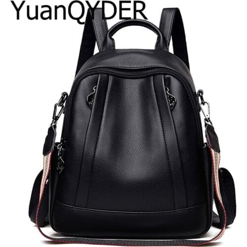 Double Zipper Fashion Backpack Ladies High Quality Youth Leather Backpack Multifunctional Large Capacity Girl School Bag Mochila