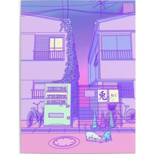 Wall Art Poster HD Prints Tower Street Purple Cartoon Modular Pictures Canvas Painting Home Decoration For Living Room No Frame