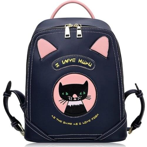 2016 New Braccialini style MUYU Brand Art Cartoon cat ear woman Backpack College style girl schoolbag females Travel bag
