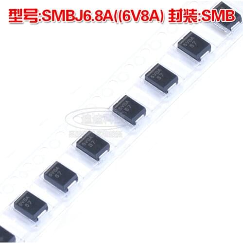New SMBJ6.8A SMB Silkscreen 6V8A TVS Transient Suppression Diode 600W 6.8V SMD