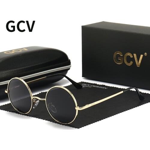 GCV Brand Copper Alloy Steampunk Round Polarized Sunglasses Vintage Men Women Male Female Sun Glasses Classic UV400 Metal Frame