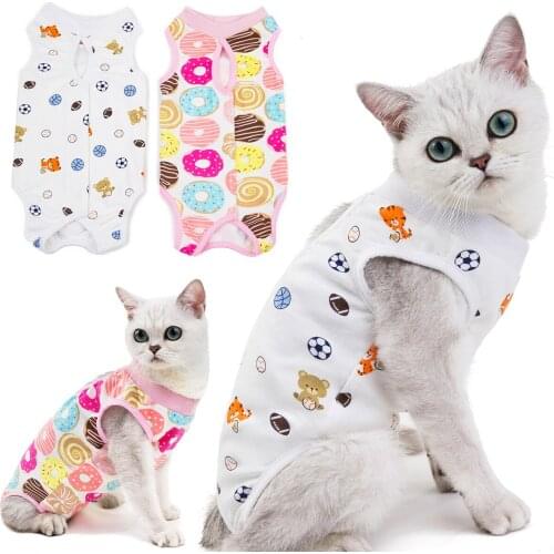 Pet Surgery Clothes Breathable Cotton Pet Anti Licking Wounds Cat Vest Recovery Clothing Dog Physiological Protection Suit