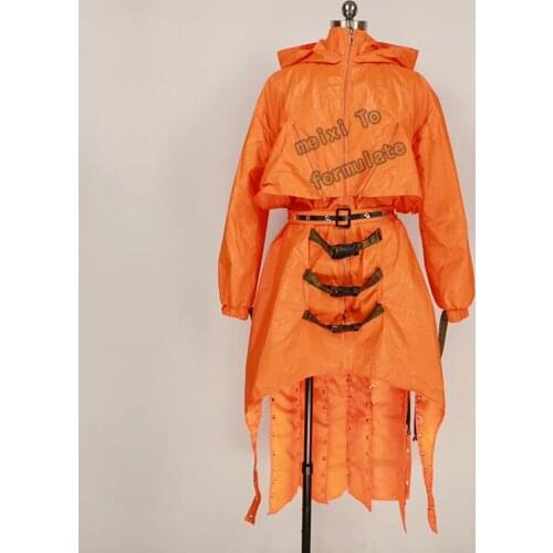 The orange dupont personality bandage of the coat bar nightclub concert singer dancers costume