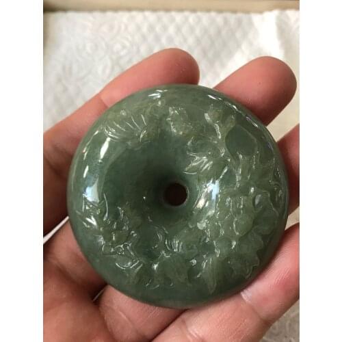 Natural Myanmar jade hand-carved flower green jade pendant jade necklace necklaces women pendants jadeite jade jewelry