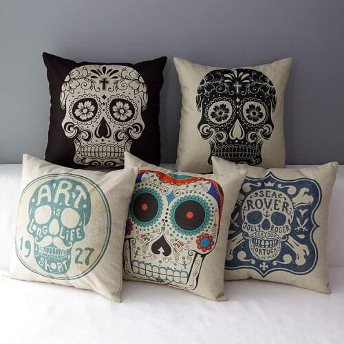 Skull pillow cover, Offbeat Sketch creative cartoon skull Pirate art throw pillow case pillowcase wholesale