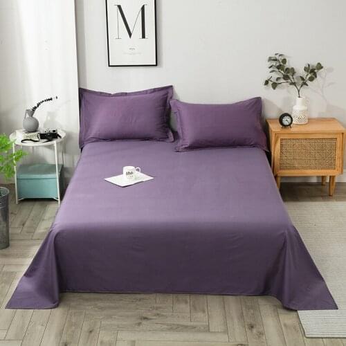 Nordic Style Bed Sheet 100% Cotton Soft and Comfortable Flat Sheet Solid Color Bed Mattress Cover Double Queen Size Bed Linens