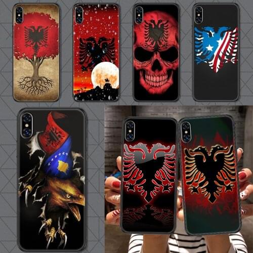 Albania flag Phone Case Cover Hull For iphone 5 5s se 2 6 6s 7 8 12 mini plus X XS XR 11 PRO MAX black tpu coque silicone back