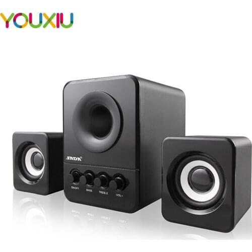 SADA D-205 USB2.0 Subwoofer Computer Speaker with 3.5mm Audio Plug Portable Music DJ USB Computer Speakers for Laptop TV