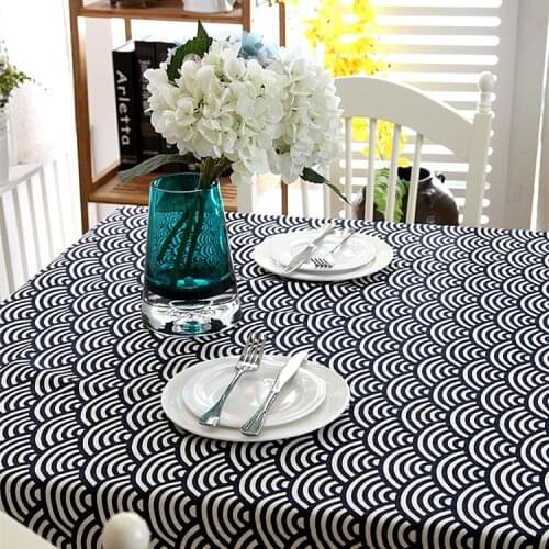 Fashion Japanese linen wave lace table cloth High Quality geometry rectangle table cloth home hotel table cloth