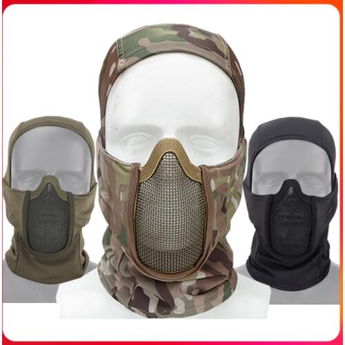 Tactical Full Face Steel Mesh Mask Hunting Airsoft Paintball Mask Headgear CS Game Motorcycle Shooting Cycling Protective Masks
