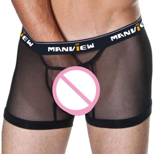 Men Sexy Boxer Underwear Shorts Bulge Pouch Mesh Ultra-thin Transparent Boxers See Through Shorts Underpants Boxer Men Underwear