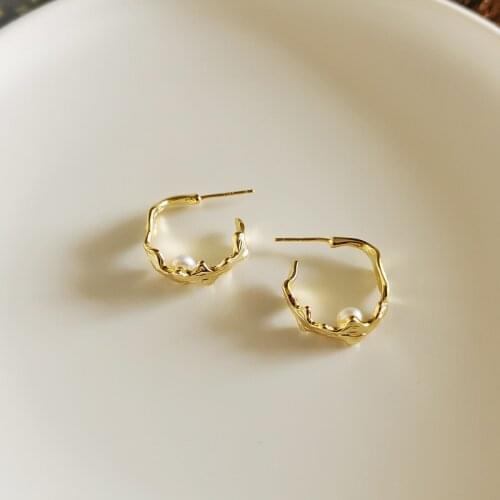 New Design 925 Silver Sterling Earrings Pearl C Shape Earrings For Women Earrings Silver 925 Jewelry Daily Fashion Jewelry Luxur