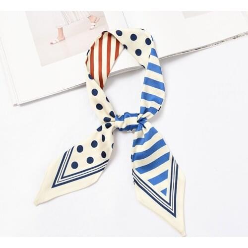 Women Slim Scarf Stripe Neck Tie Geometric Silk Bandana Girl Headband Classics [6340]