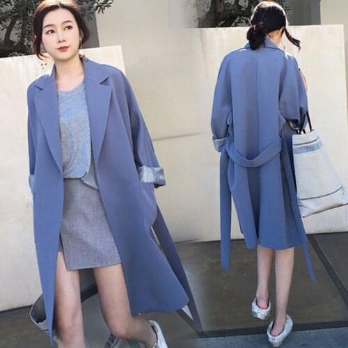 Temperament Mid-Length Trench Coat Female 2021 Spring Autumn New Style Korean Fashion Loose Simple Windbreaker Overcoat Woman