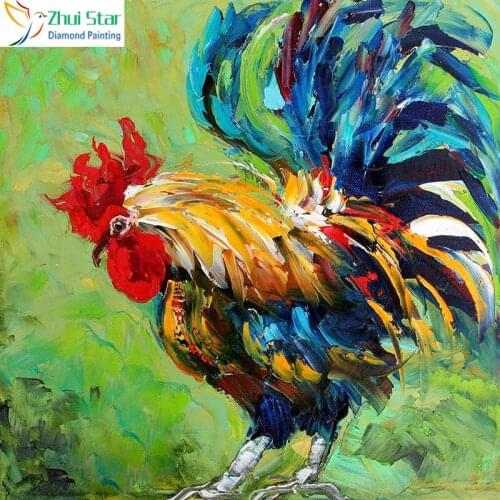 Zhui Star 5d diy Full Square drill Diamond Painting Cross animal Big cock Rhinestone Diamond embroidery Mosaic home adorn