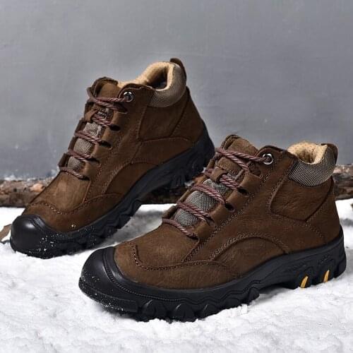 Winter Platform Snow Boots Warm Fur Snow Boots Men Casual Shoes Military Combat Ankle Boots Outdoor Leisure Walk High Top Shoes