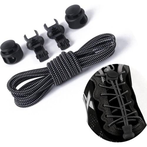 1 pair Safety Elastic Shoelaces Round High quality Spring Lock Lazy Lace can free Adjust Take a walk Sports No Tie Shoelace