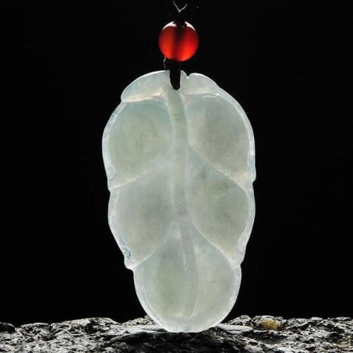 100% Natural Jadeite Jade Leaf Pendant Women Mens Fashion Charms Accessories Jewellery Genuine Burma Jades Stone Amulet Gifts