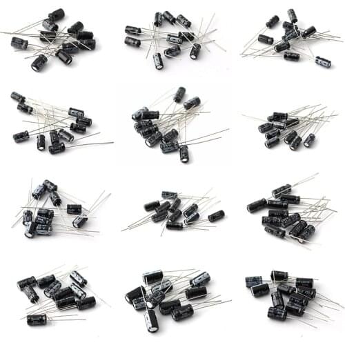 12 value 1uF-470uF DIY Electrolytic Capacitor assortment Kit, 16V 25V 50V 1UF 2.2UF 3.3UF 4.7UF 10UF 22UF 33UF 47UF 100UF 220UF