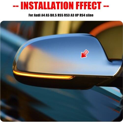 2 Pieces For Audi A4 A5 S5 B8.5 RS5 RS4 Dynamic Scroll LED Turn Signal Light Sequential Rearview Mirror Indicator Blinker Light