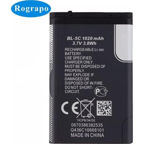 Full 1020mAh BL-5C Battery For Nokia 1100 1200 1650 2300 2310 2600 2610 3100 3120 3650 5130 6030 BL5C BL 5C Cell Phone Batteries