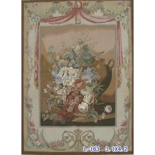 Free Shipping 100% Woolen Aubusson Tapestry Home decoration carpet 100% handmade Woven flowers tapestry