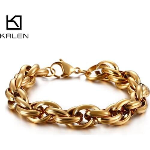 KALEN Men stainless steel Bracelet & Bangle Two Sizes Three Styles Sliver/Gold/Blue/Black Multi Colors Simple Hand Jewelry