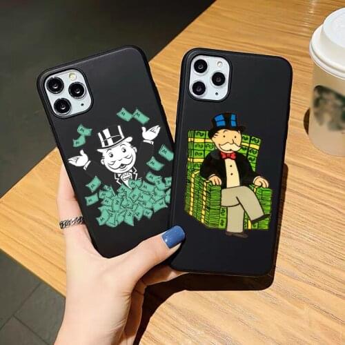Cartoon Luxury Dollar Monopolys black Soft Phone Case For iPhone SE 12mini 12pro 11pro Max 7 8 Plus XR Xs Max TPU cover