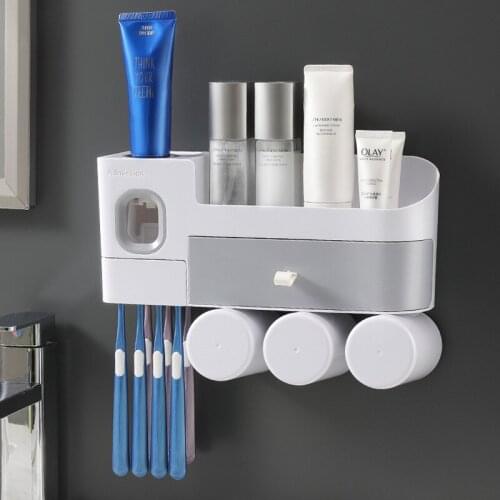 Toothbrush Holder Bathroom Accessories organizer Set Automatic Toothpaste Squeezer Bathroom Cleaner Storage