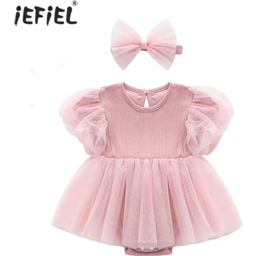 Infant Christening Dress Newborn Baby Girl Clothes Wedding Tulle Dresses Cotton Princess Baby Baptism Mesh Tutu Dress 0 3 6 12 M