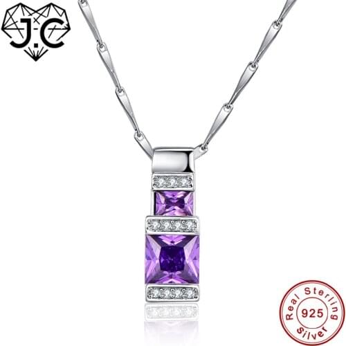 J.C Women Men Wedding Engagement Ladys Amethyst Pink Topaz Pendent 925 Sterling Silver Necklace Wonderful Fine Jewelry
