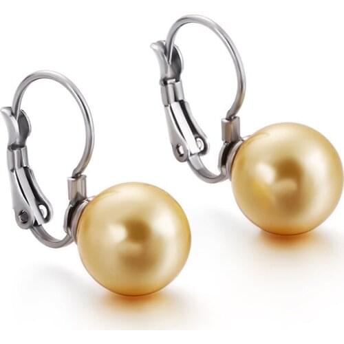 Korean fashion simple stainless steel ear buckle shell pearl elastic shrimp male buckle ladies earring jewelry