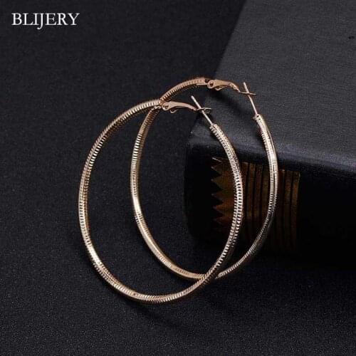BLIJERY 2019 New Vintage Statement Earrings For Women 60mm Big Hoop Earrings Rope Style Cirle Earrings Aros Punk Jewelry Gifts