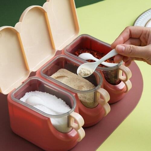 60%HOTSeasoning Box Nice-looking Decorative Healthy Plastic Spice Box Multi-Grids Seasoning Container for Home