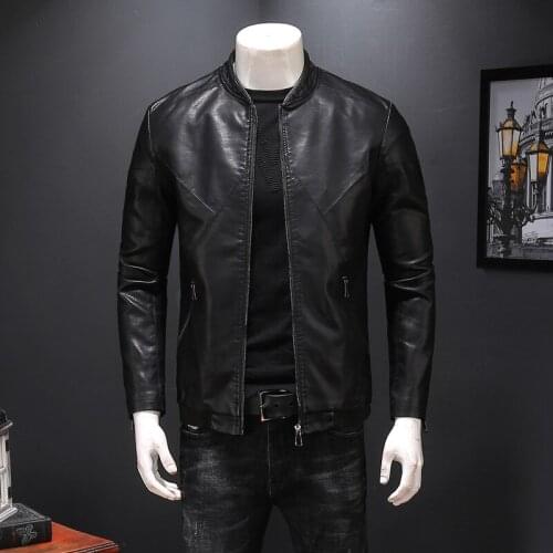 Autumn Winter Brand Mens New Leather Jacket Men Baseball Collar Motorcycle leather Coats Korean tide PU Male Biker Outerwear