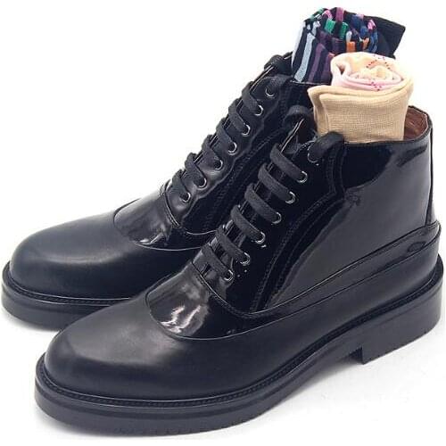 New fashion winter lace up ankle boots men oxfords men shoes classics black handmade genuine leather mens boots