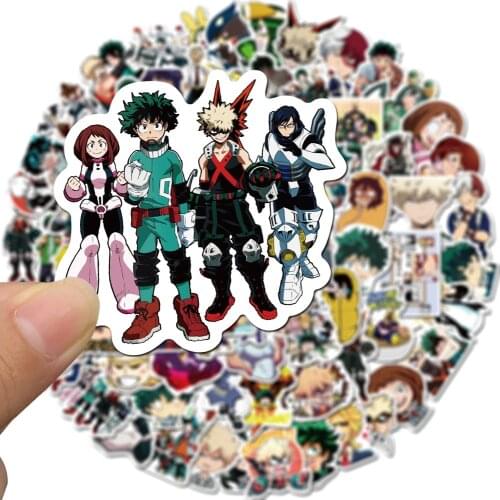 100pcs My Hero Academia Japan Anime Stickers For Laptop Skateboard Izuku Midoriya Might Boku No Hero Academia Character Decals