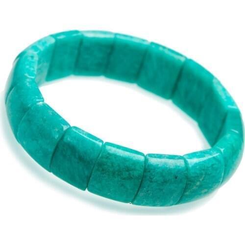 Genuine Natural Green Amazonite Stone Stretch Bracelets For Women Men Charm Rectangle Bead Bracelet Just One