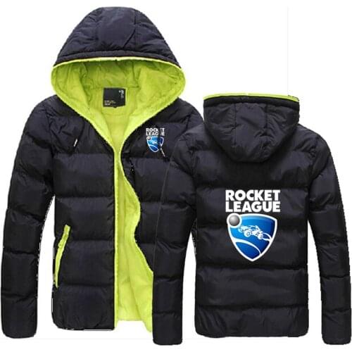 Rocket League Printing 2021 Autumn Winter New Warm Mens Coats Casual Down Padded Hat White Duck Parka Hooded Down Jackets