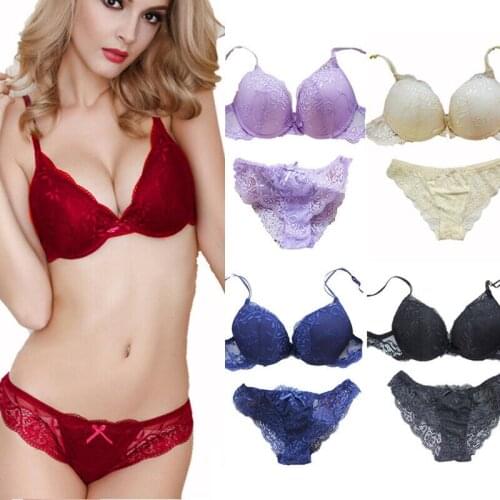 New Sexy Women Lace Floral Bralette Push Up Bra G-string Set Lingerie Sleepwear Gift