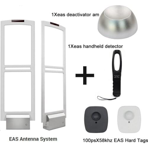 Clothing Shop Alarm anti theft gate system with hard Labels tags & Deactivator & Handheld Tester