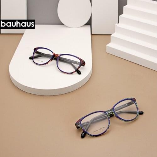 UZ113 Bauhaus two Colors Ultralight Cat Eyeglasses Small Face Glasses Frame Acetate For women design Presbyopic Optical Frame